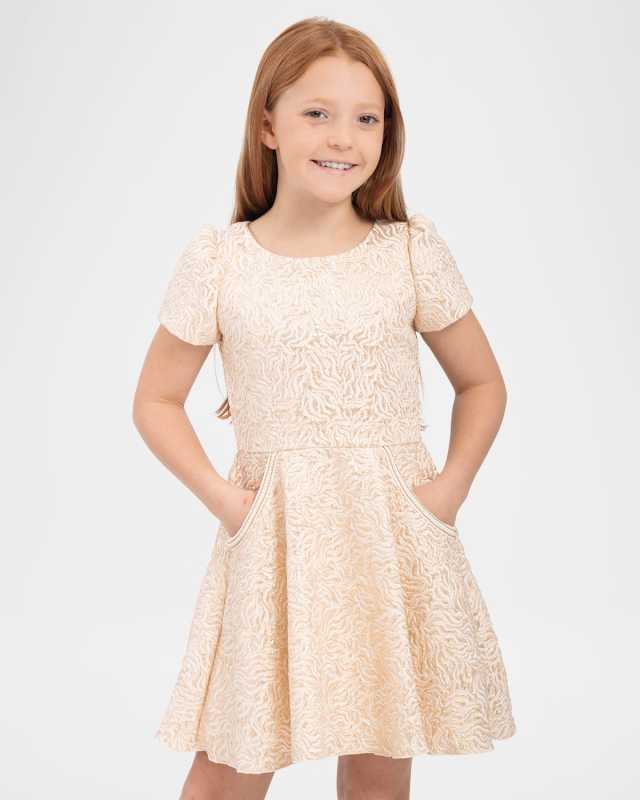 Girl's Ava Jacquard Circle-Skirt Mini Dress, Size 7-16